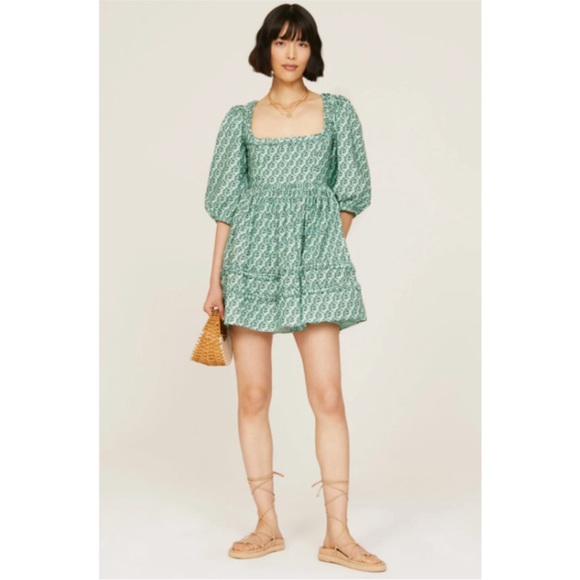Rhode Daya Mini Dress in Green 8 Womens Floral Cocktail - Picture 4 of 6